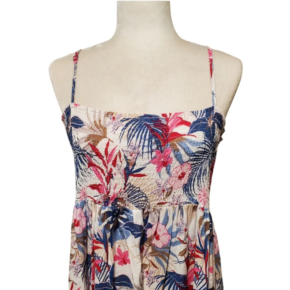 Ellison Dress Womens Size Medium Multicolor Tropical Print Ruffle Maxi Dress - Picture 3 of 11